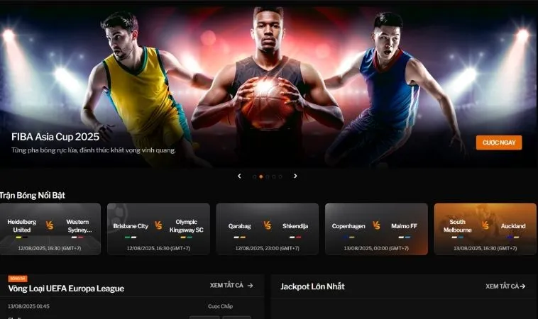 Giao diện trang chủ nhà cái 188BET