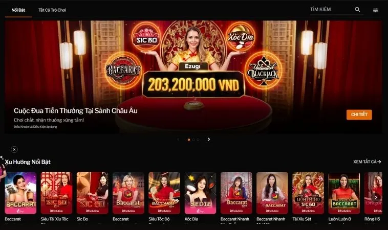 Sảnh Casino online 188Bet thiết kế đẹp, chuyên nghiệp